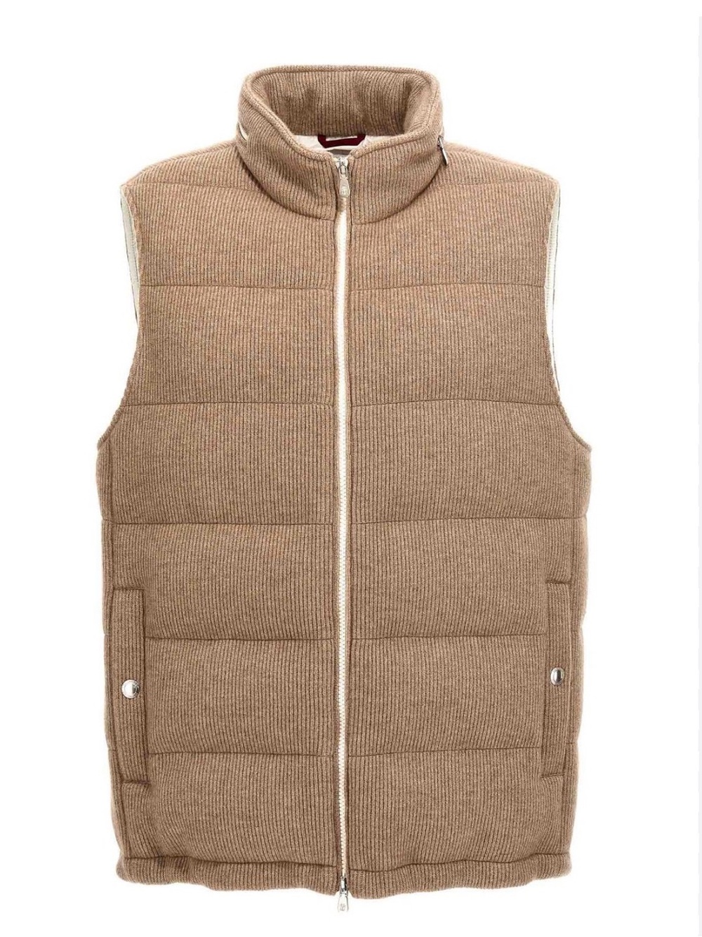 Brunello Cucinelli Cashmere Down puffer  Zip Vest - Camel/Tan. Sz 48/ medium